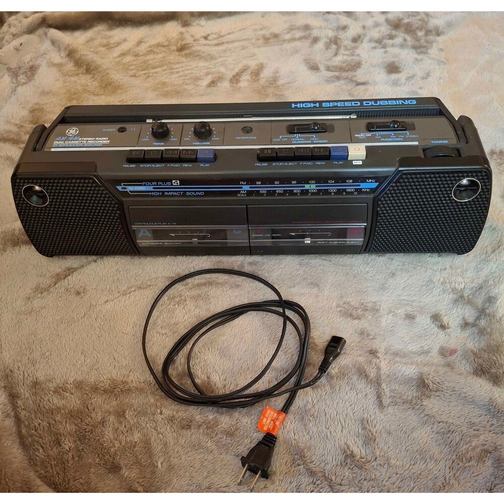 Vintage General Electric AM/FM Stereo Radio Dual Cassette Model 3-5632A Working